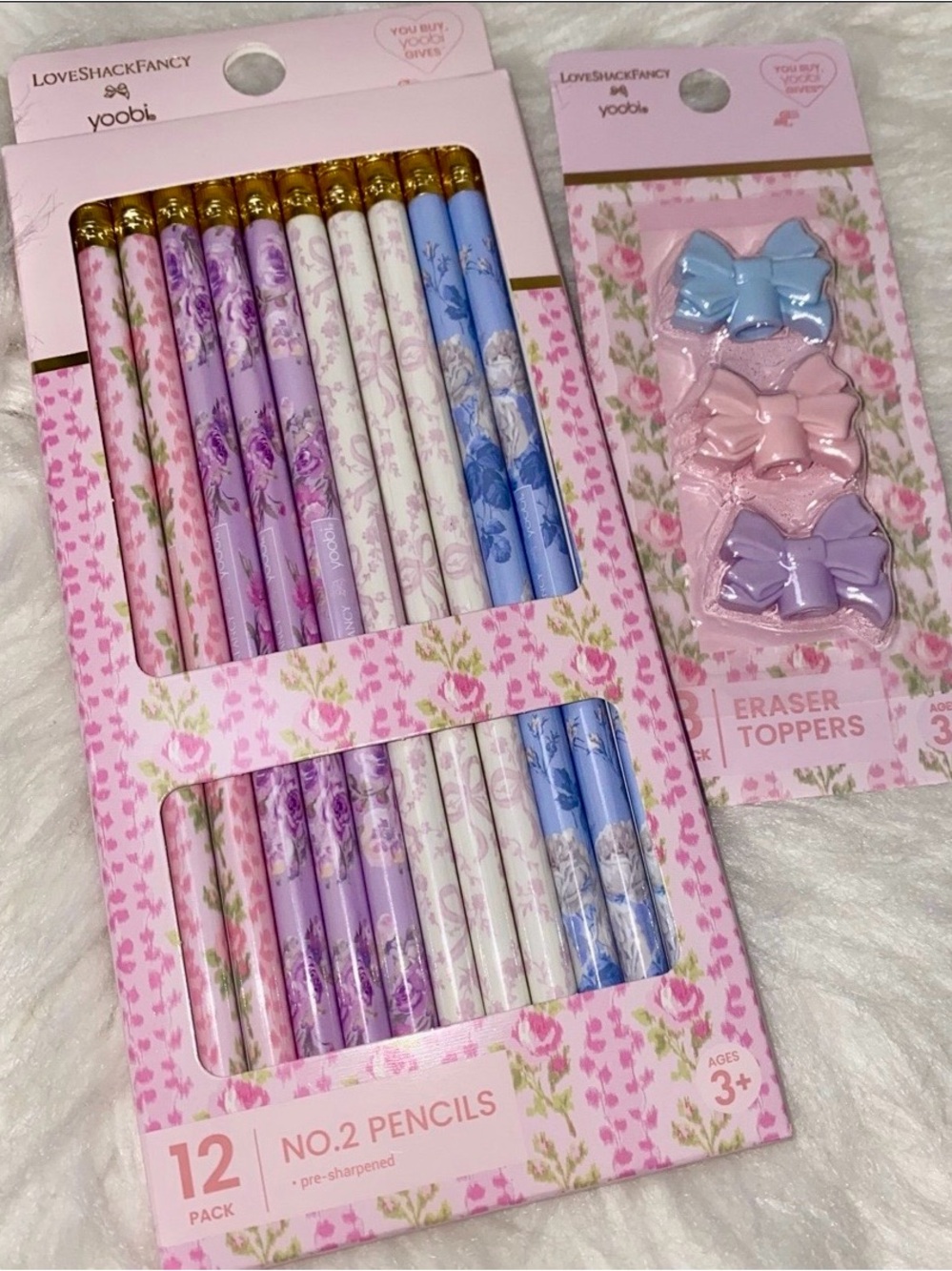 LoveShackFancy x Target - Yoobi Erasers Bows pack & 12pk No. 2 Pencils pack New